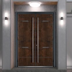 Cửa nhôm đúc nguyên khối 2 cánh đều vân gỗ LM 801