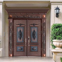 Cửa nhôm đúc nguyên khối 2 cánh đều cao cấp mẫu đẹp cho biệt thự LM-611