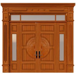 Cửa chính thép vân gỗ 4 cánh mẫu đẹp MB102